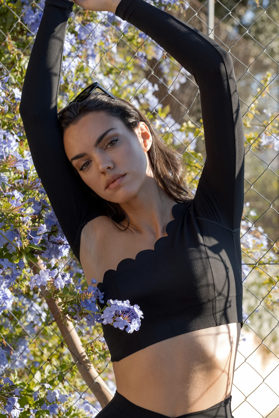Asymmetrical Long Sleeve Crop Top - Image 3