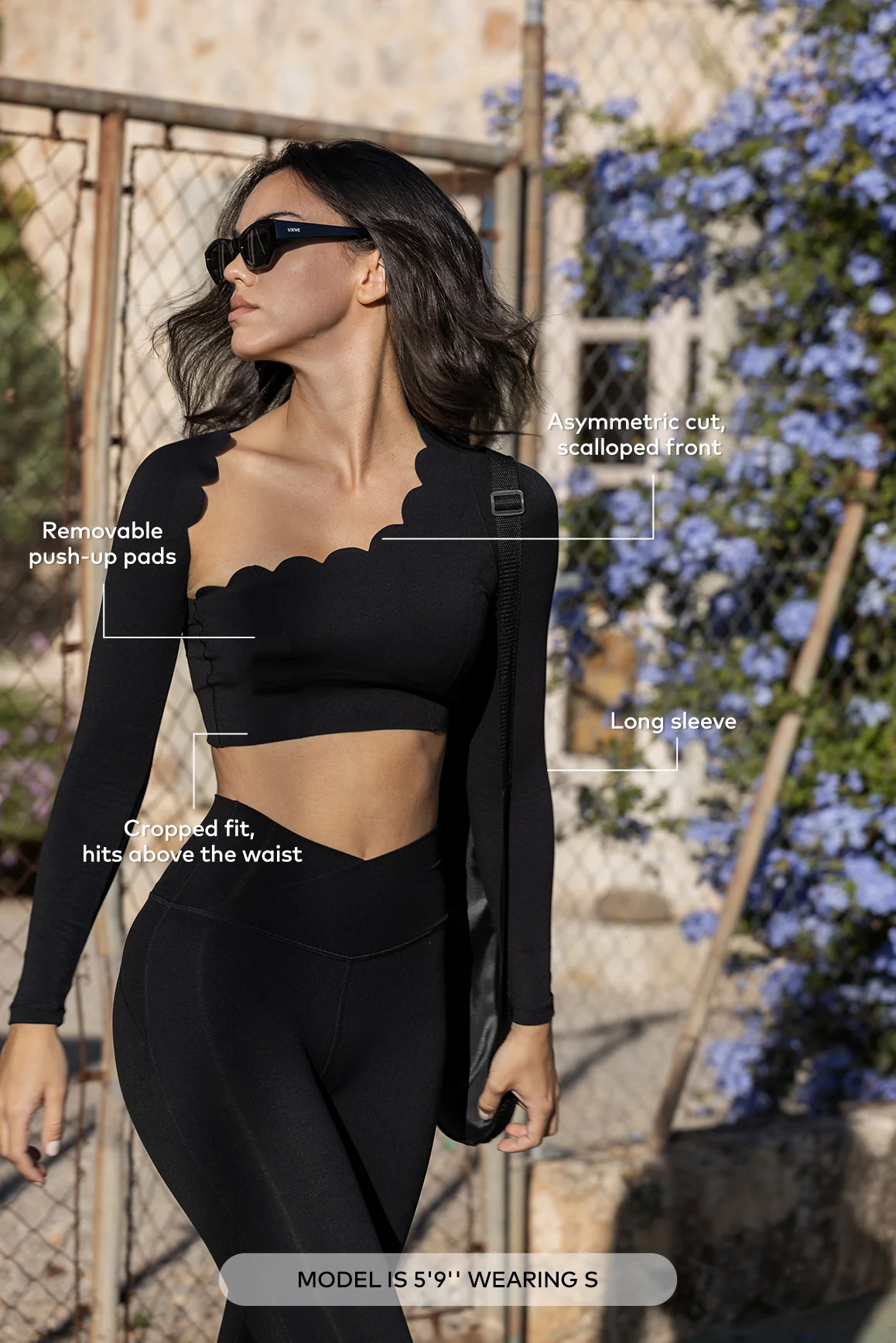 Asymmetrical Long Sleeve Crop Top - Image 7