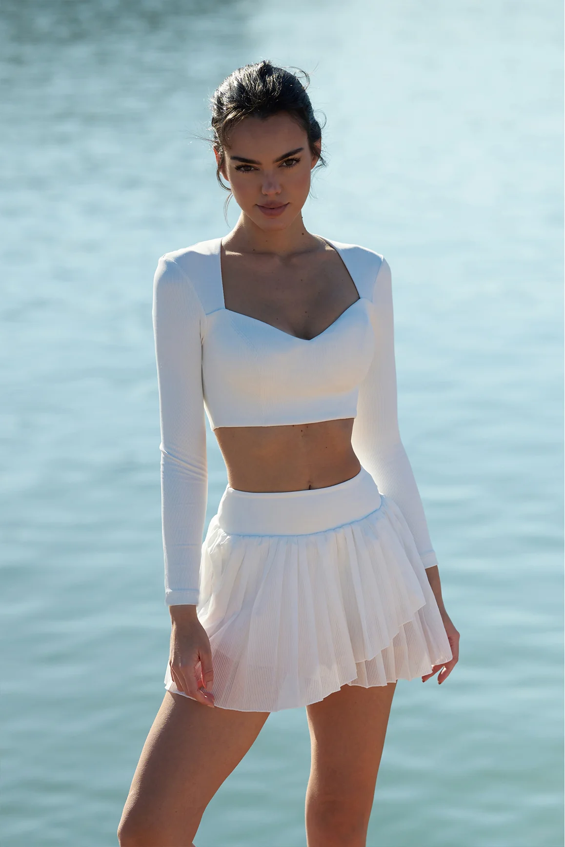 Elegant Long Sleeve Crop Top - Image 3