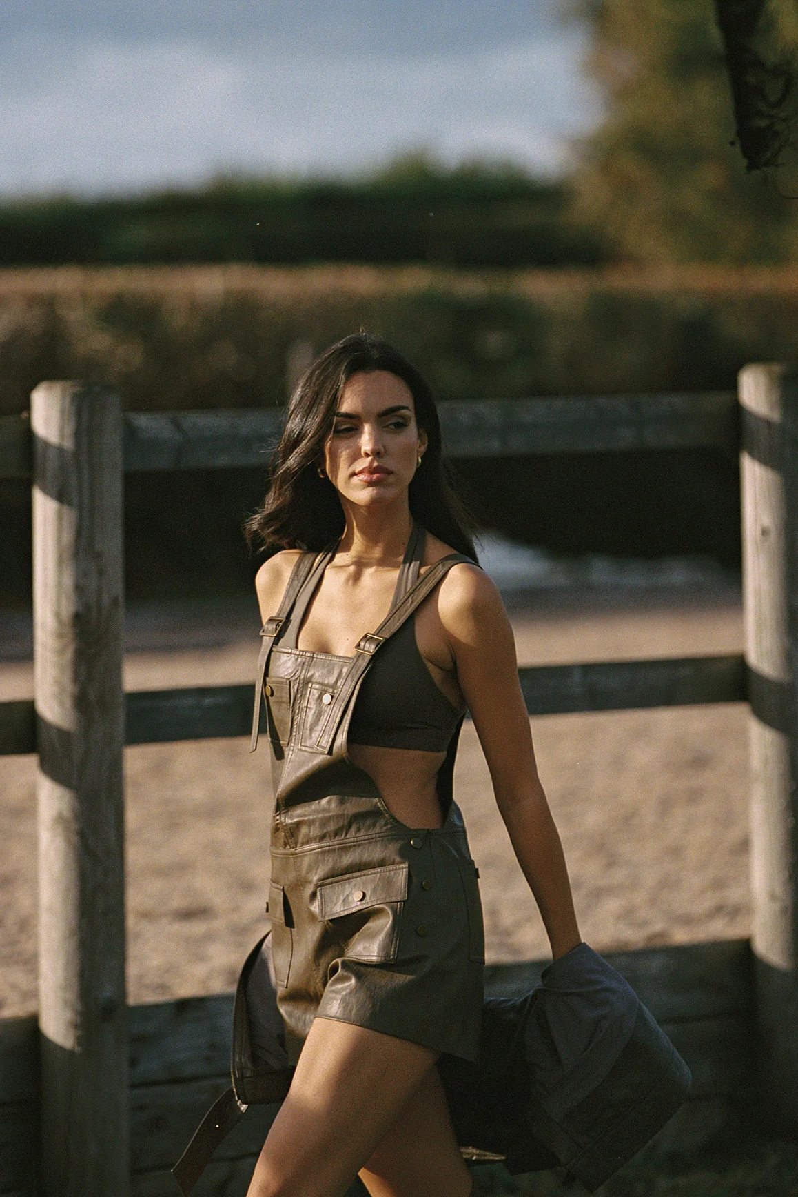 Faux Leather Overall Shorts - Image 2