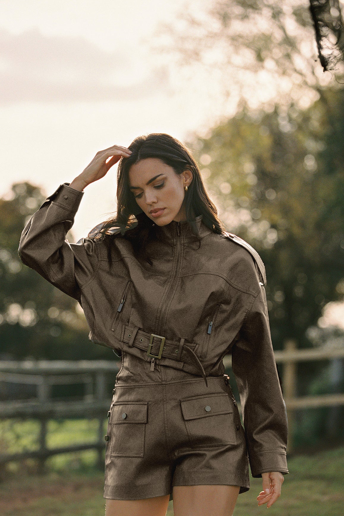 Faux Leather Overall Shorts - Image 4