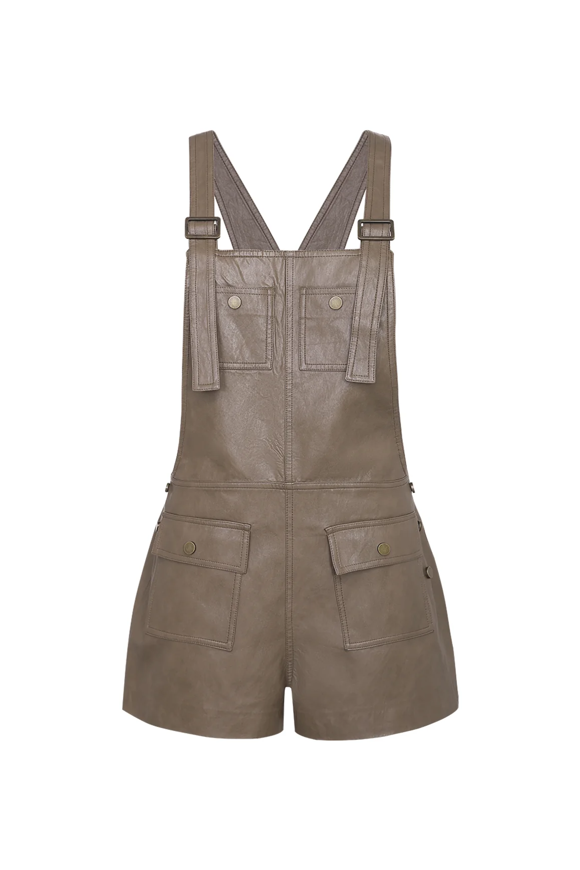 Faux Leather Overall Shorts - Image 8