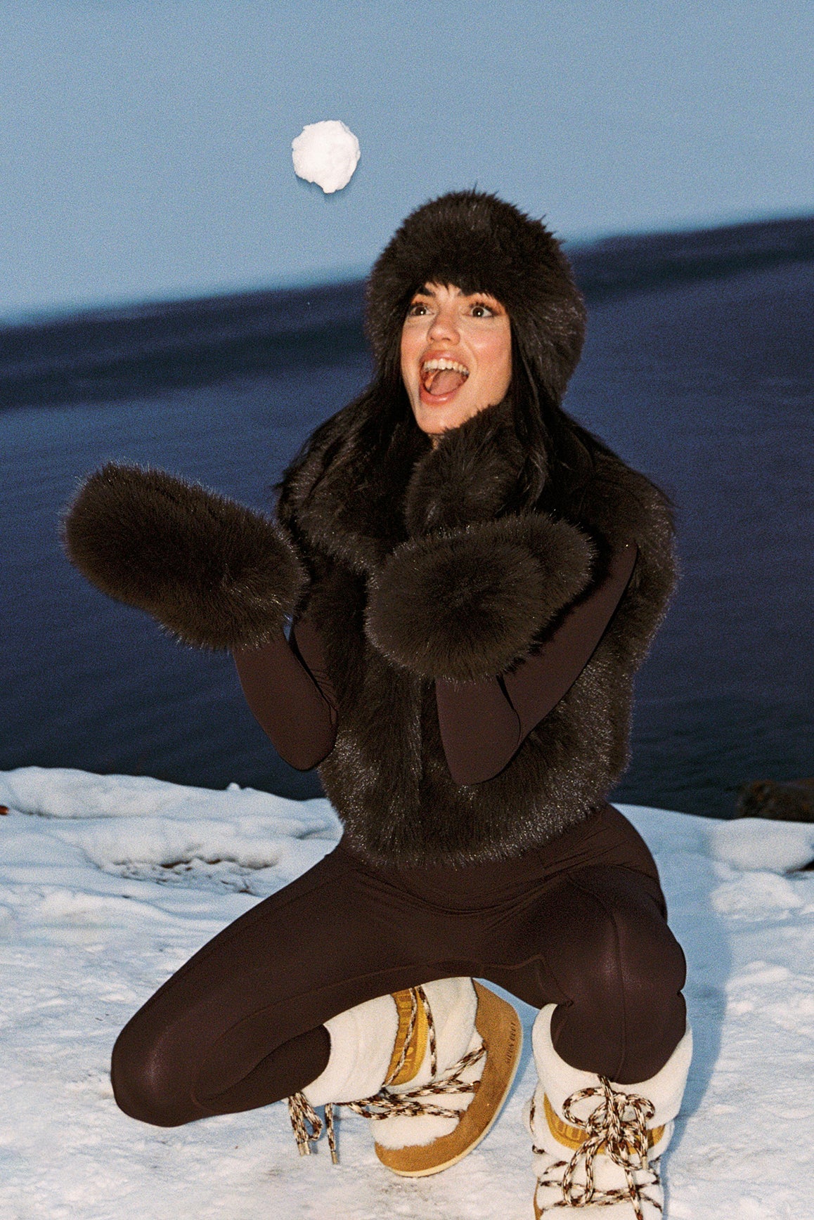 Frost Faux Fur Mittens - Image 2