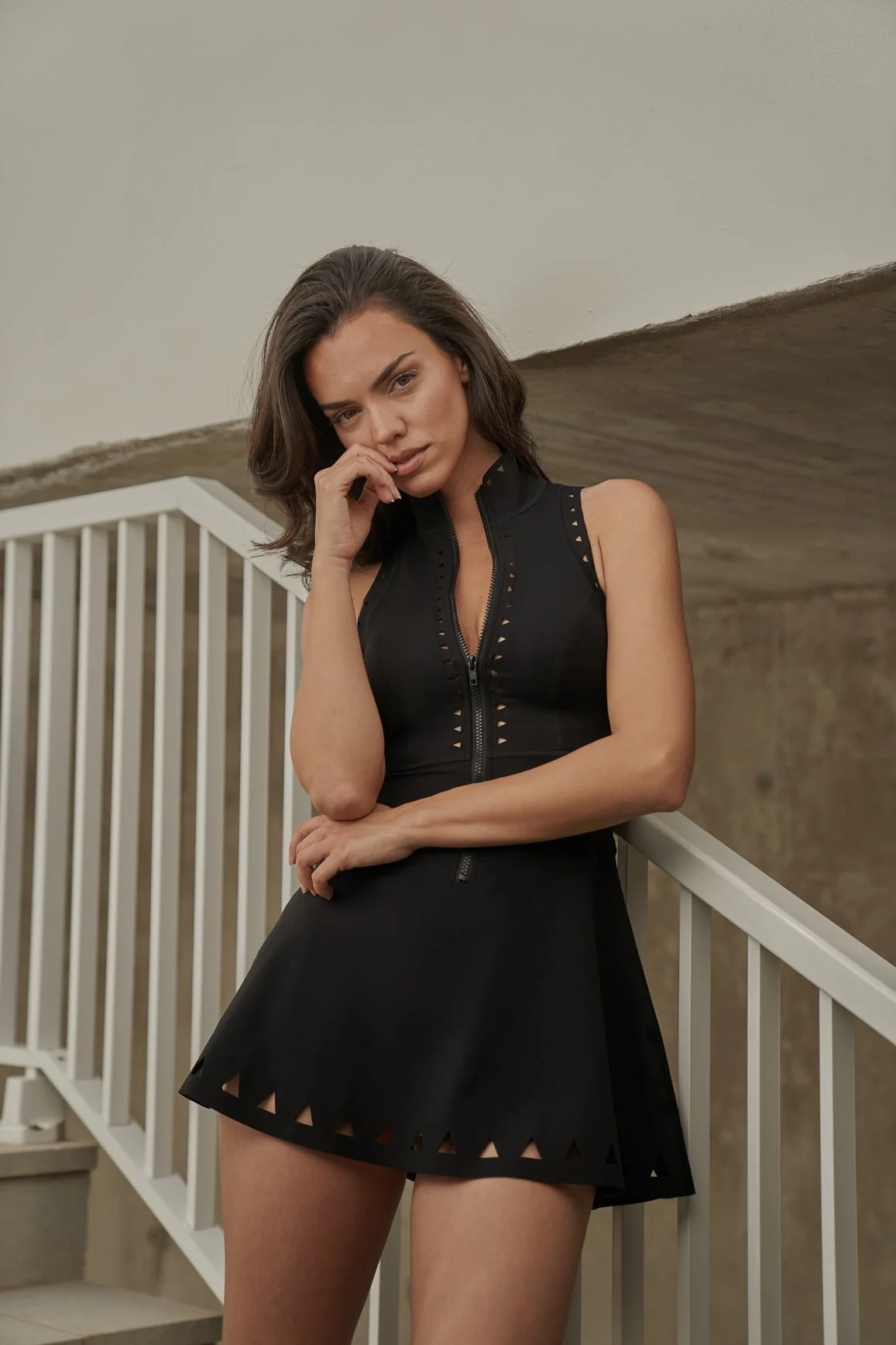 Lavish Laser Cut Zip Dress - Image 3