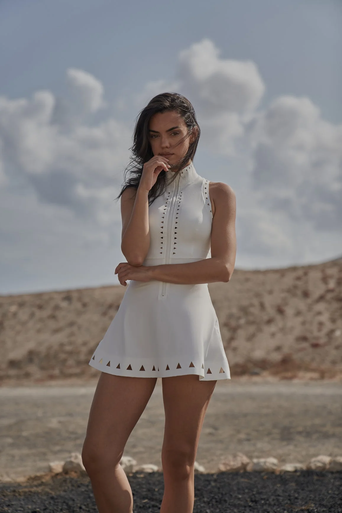 Lavish Laser Cut Zip Dress - Image 3