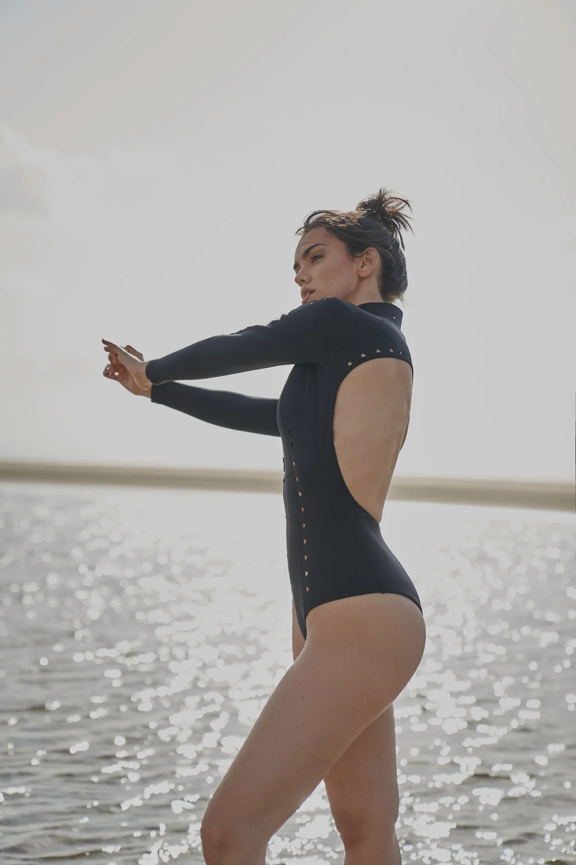 Long Sleeve Open Back Laser Cut Surfsuit - Image 5