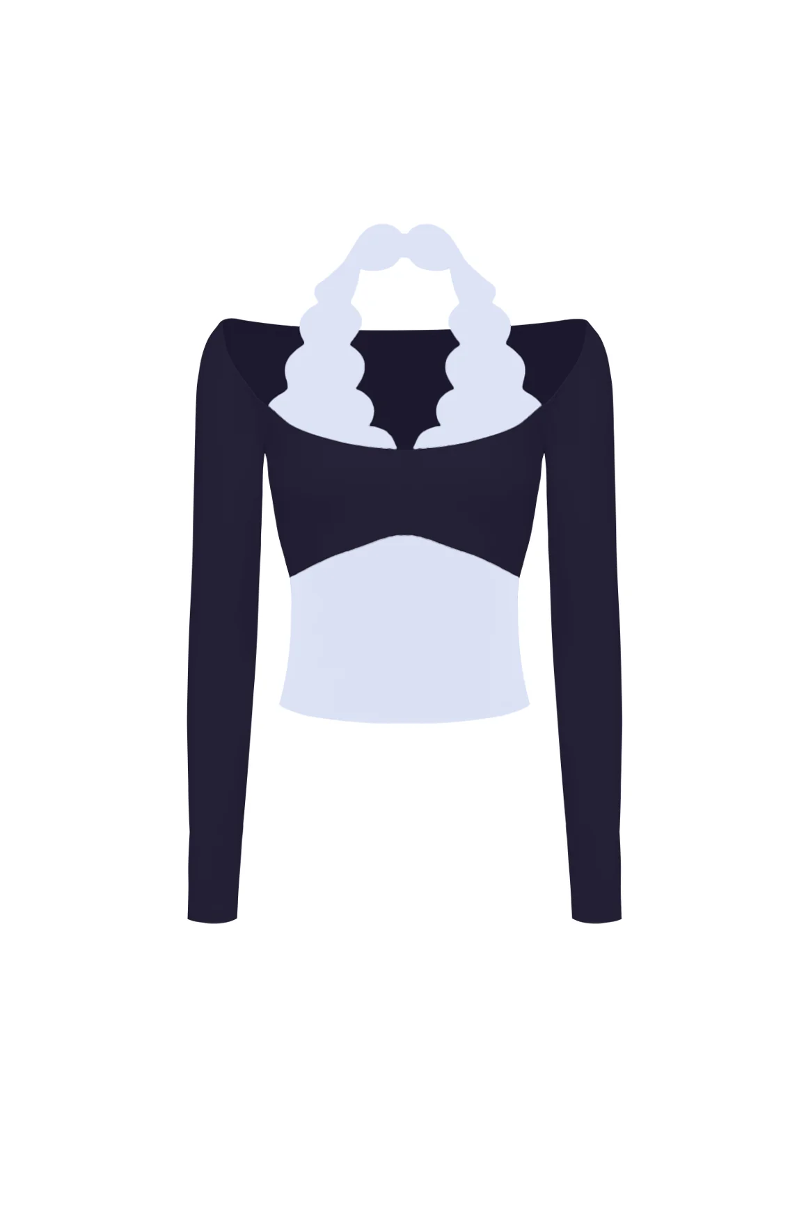 Long Sleeve Scallop Colorblock Top - Image 6
