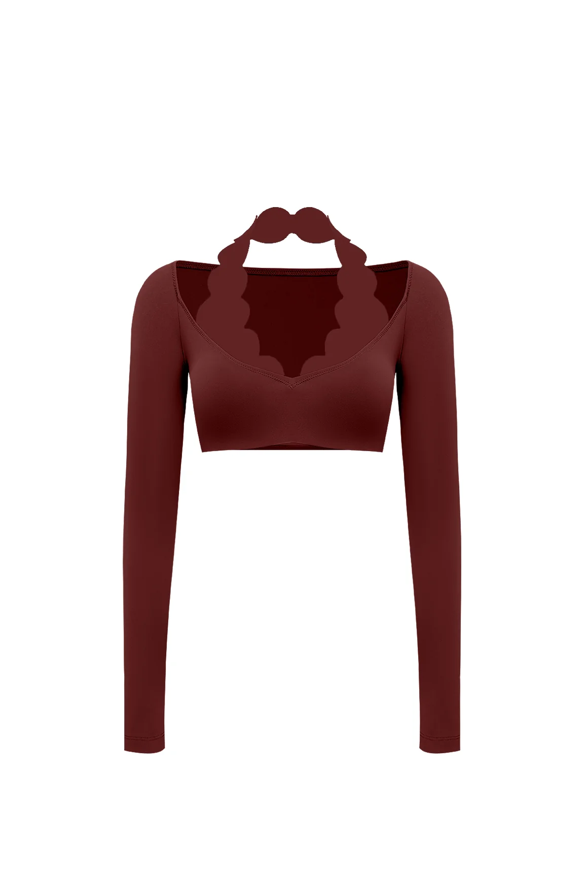Long Sleeve Scallop Crop Top - Image 7