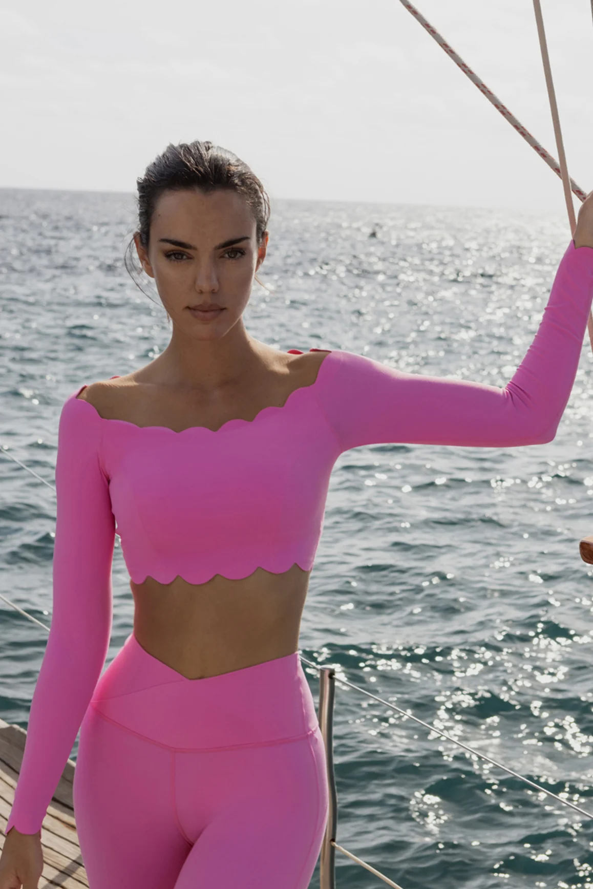 Off Shoulder Long Sleeve Crop Top - Image 28