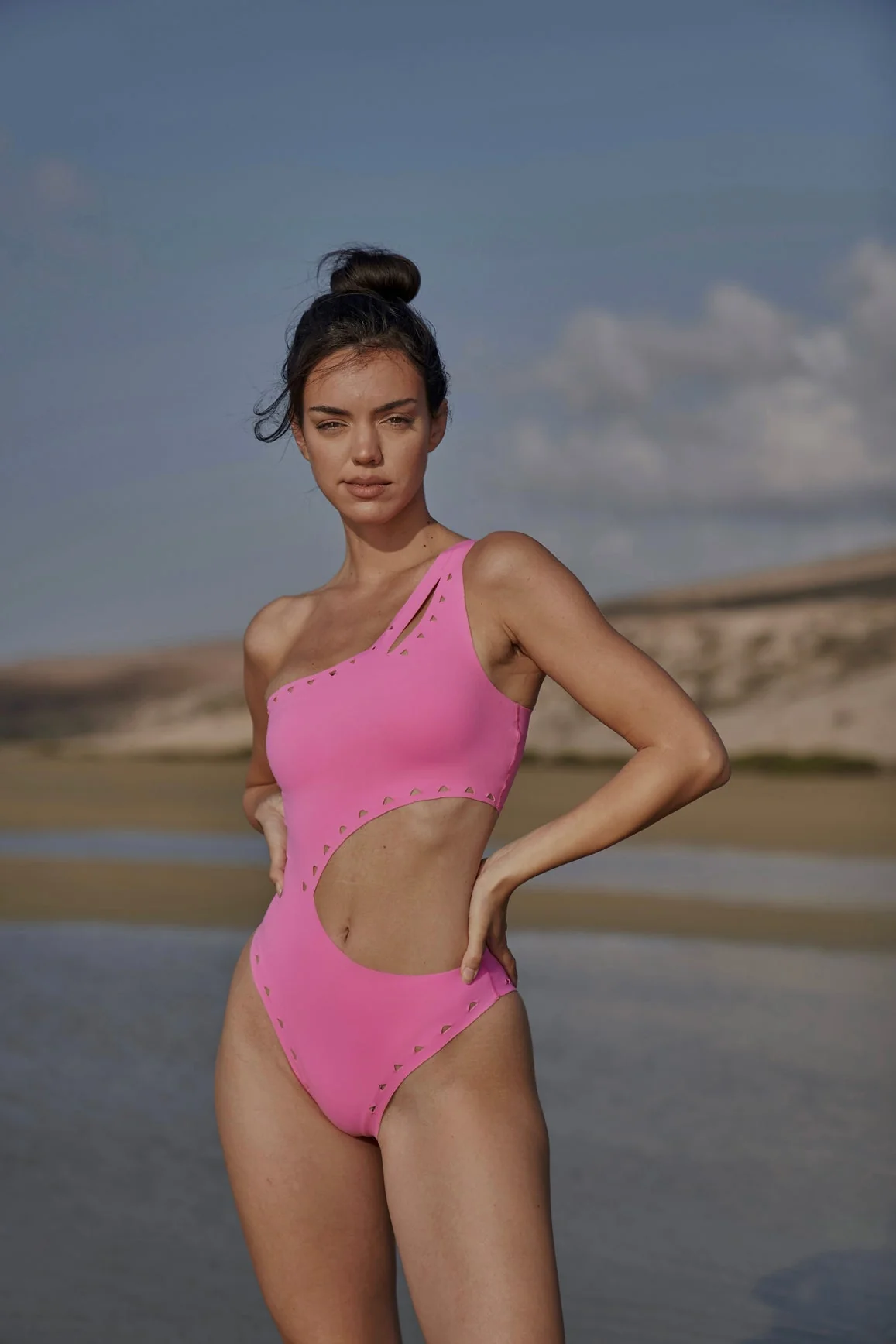 One Shoulder Laser Cut Swimsuit - Image 3