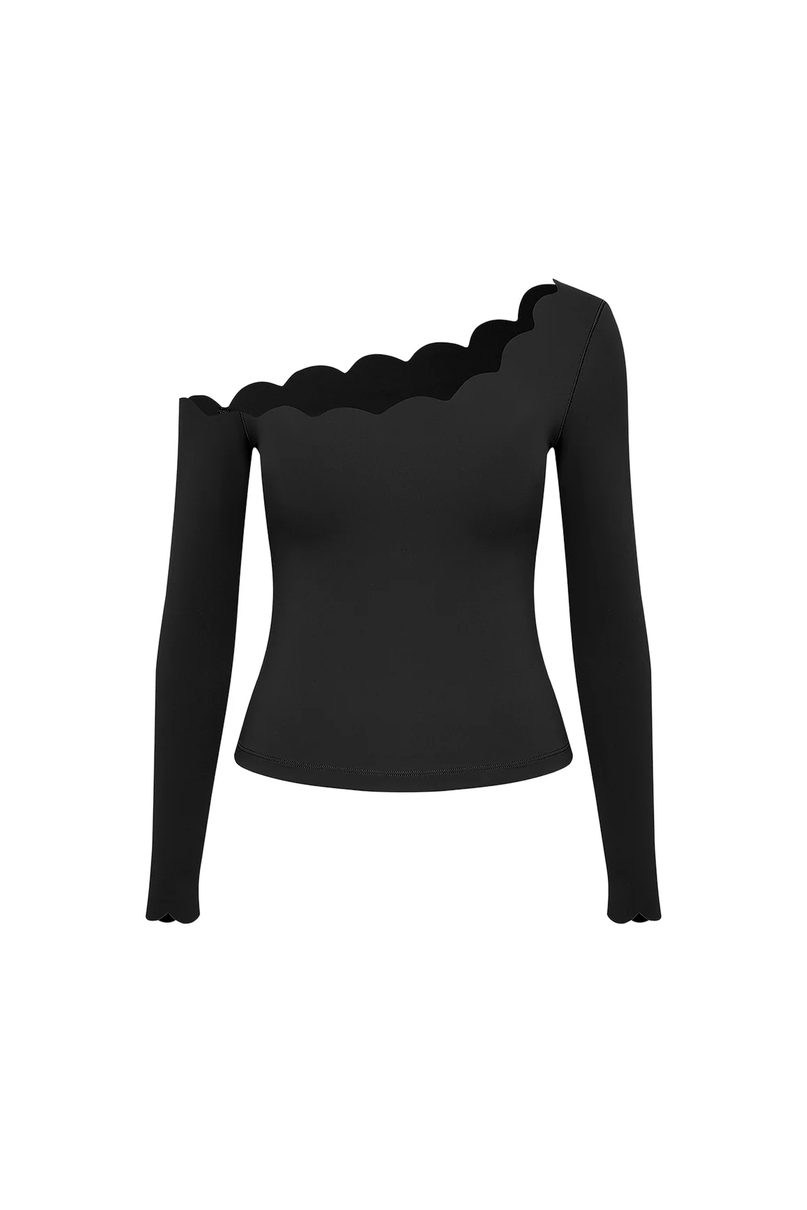 One-shoulder Scallop Long Sleeve Top - Image 14