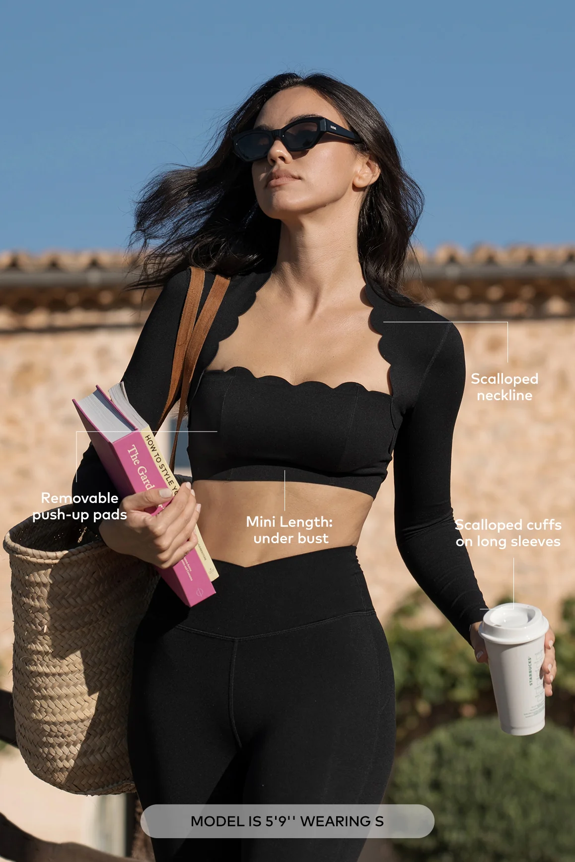 Scallop Cropped Long Sleeve Top - Image 12