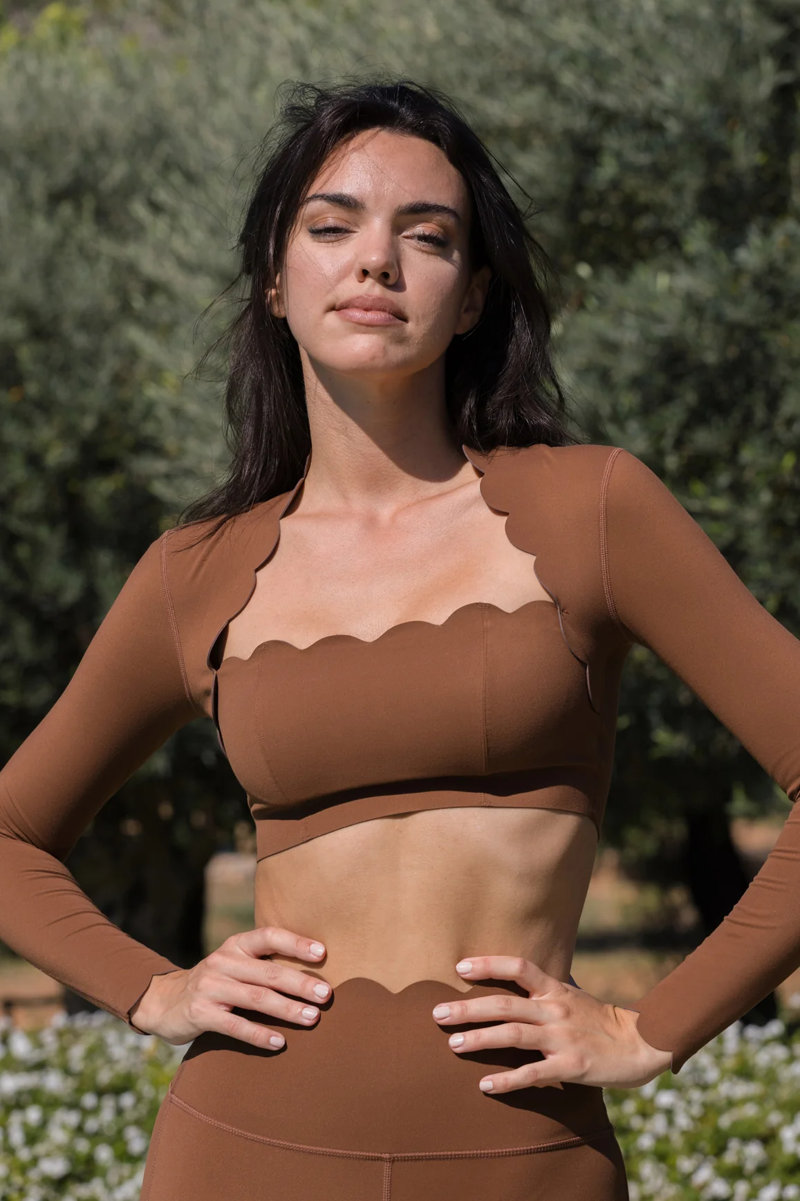 Scallop Cropped Long Sleeve Top - Image 31