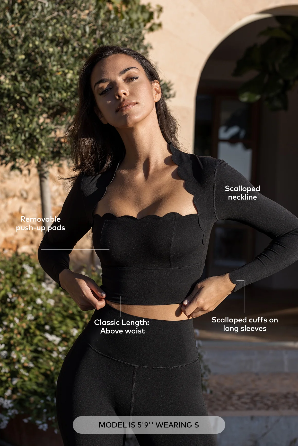 Scallop Cropped Long Sleeve Top - Image 41