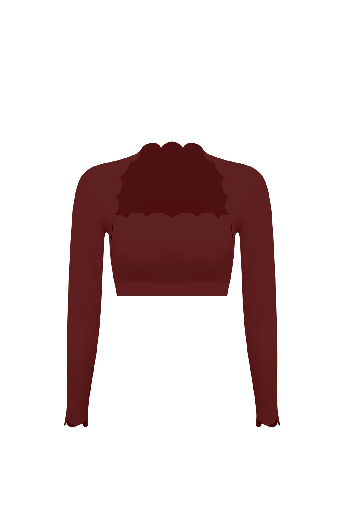 Scallop Cropped Long Sleeve Top - Image 65