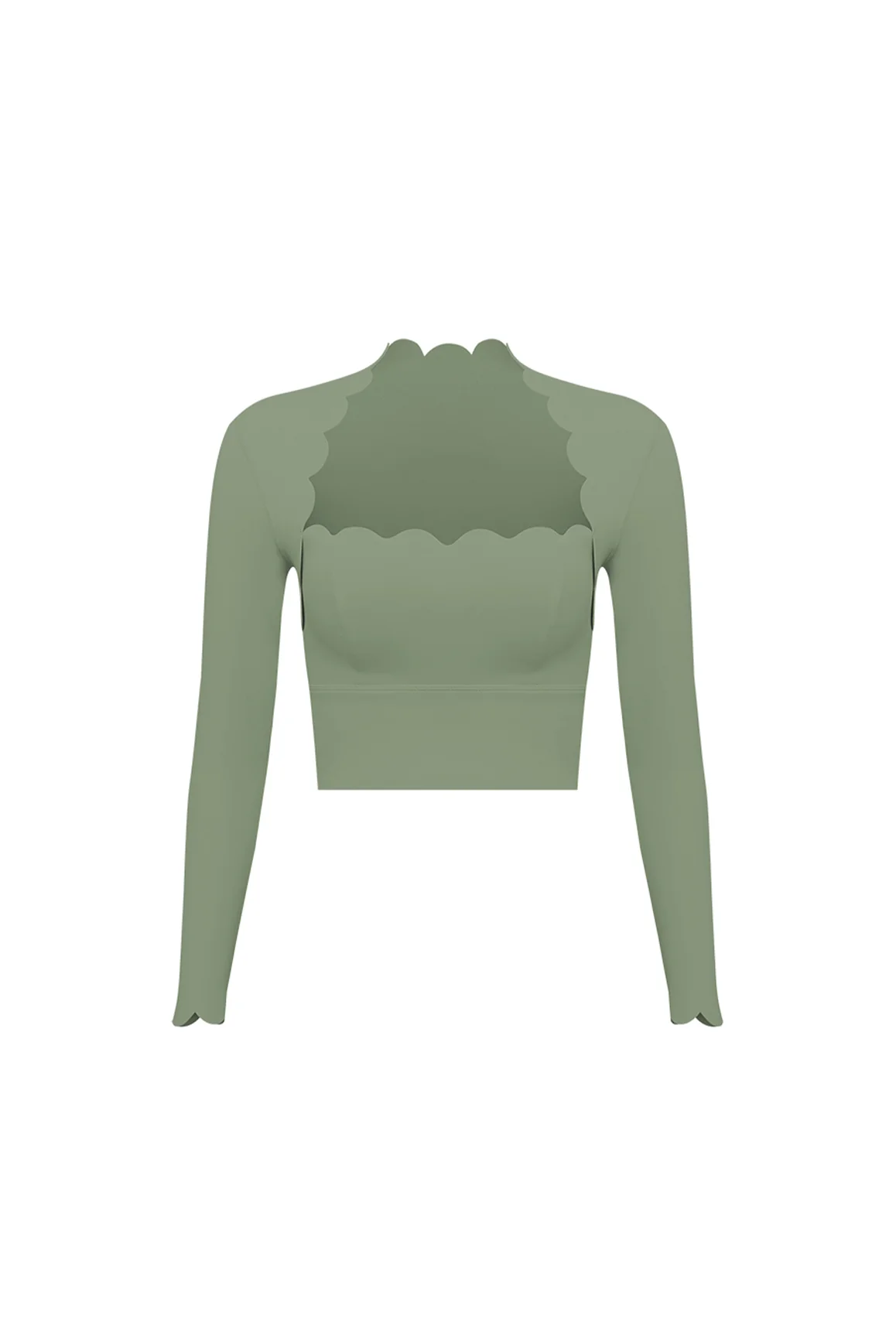 Scallop Cropped Long Sleeve Top - Image 47