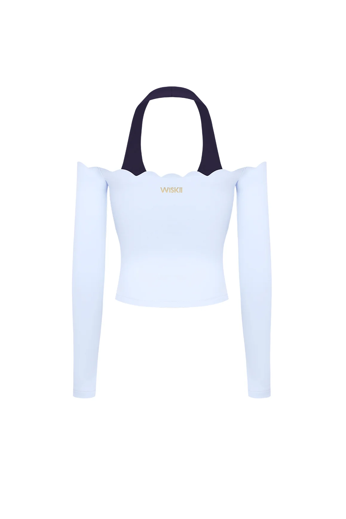 Scallop Off-Shoulder Colorblock Long Sleeve Top - Image 5