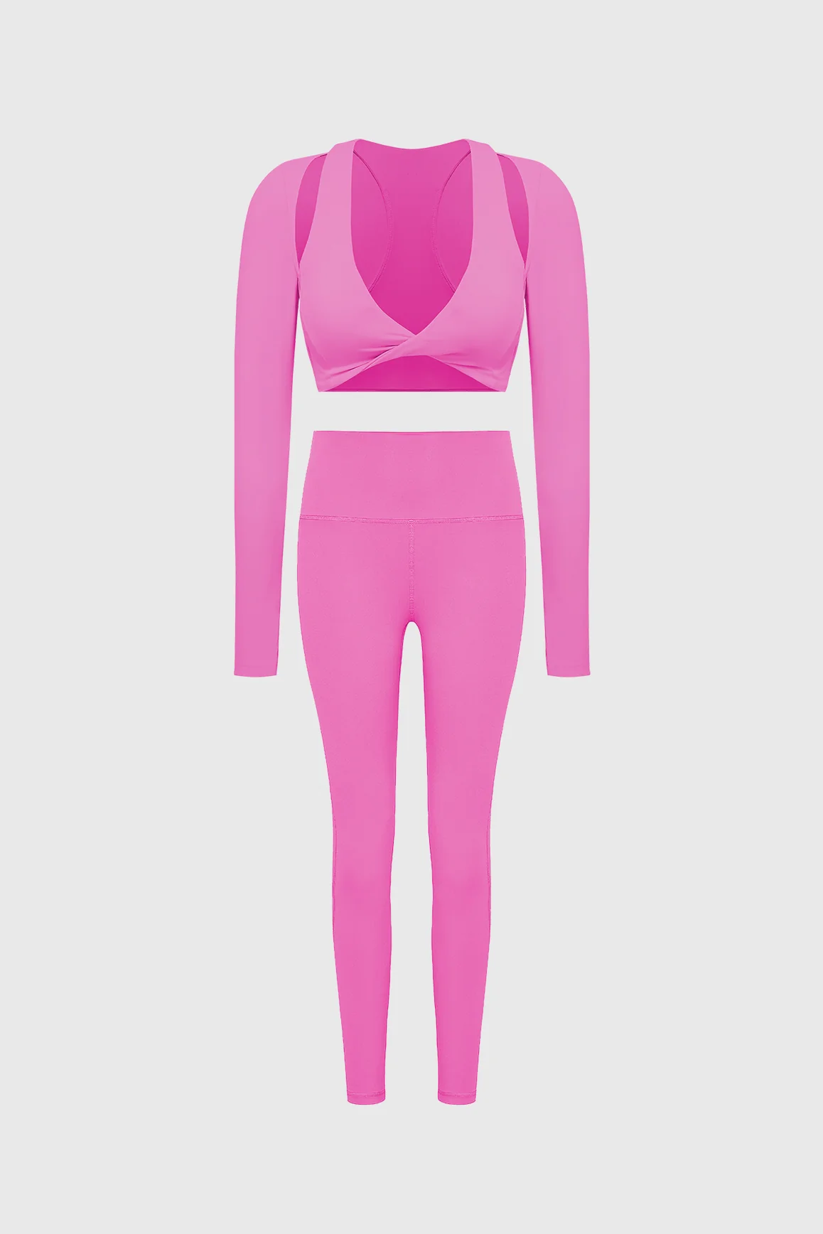 Twist-Front Shoulder Cut Crop Top & High-waist Training Legging