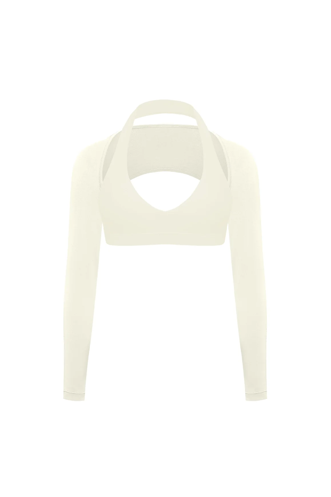 V-Cut Halter Bra & Minimal Long Sleeve Sports Shrug