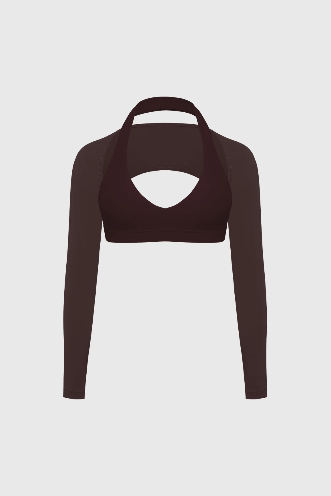 V-Cut Halter Bra & Minimal Long Sleeve Sports Shrug - Image 6